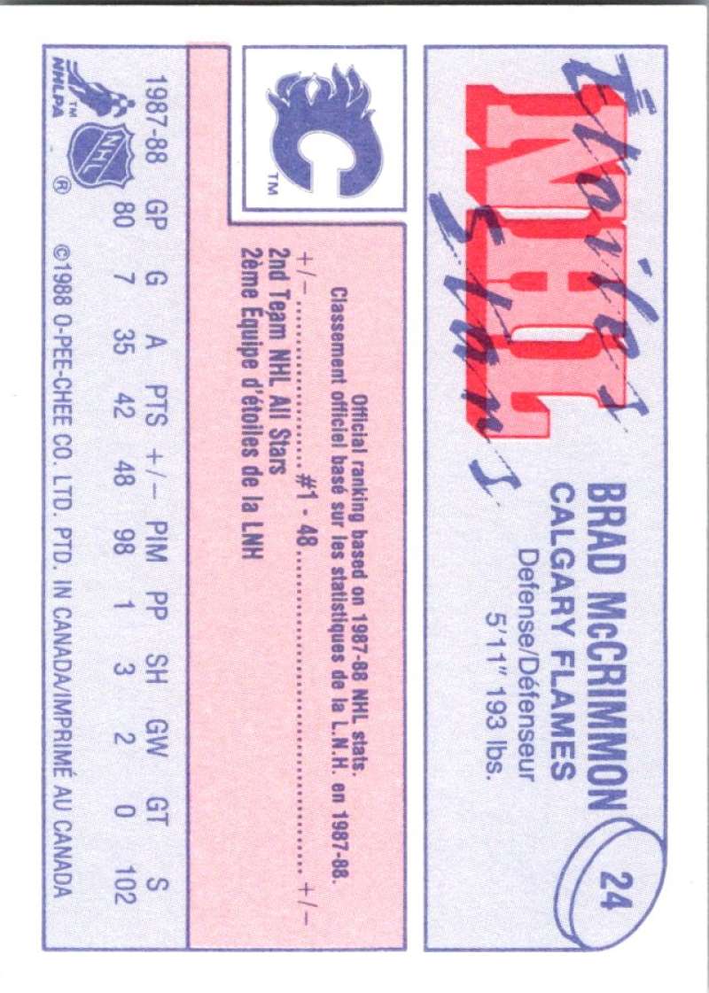 1988-89 O-Pee-Chee Minis #24 Brad McCrimmon Flames NHL 05433 Image 2