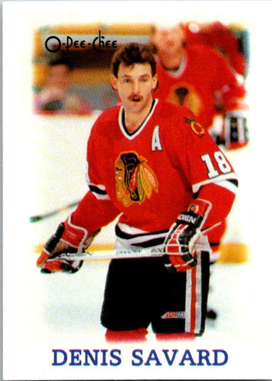 1988-89 O-Pee-Chee Minis #34 Denis Savard Blackhawks NHL 05443 Image 1