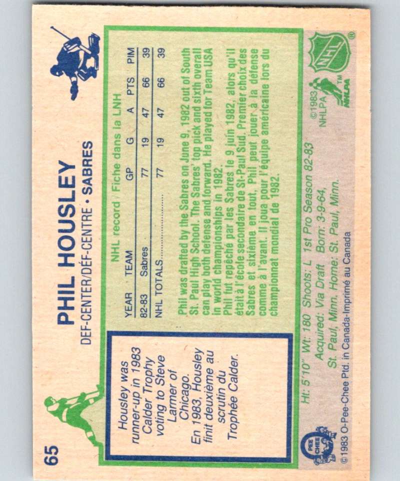 1983-84 O-Pee-Chee #65 Phil Housley RC Rookie Sabres NHL Hockey