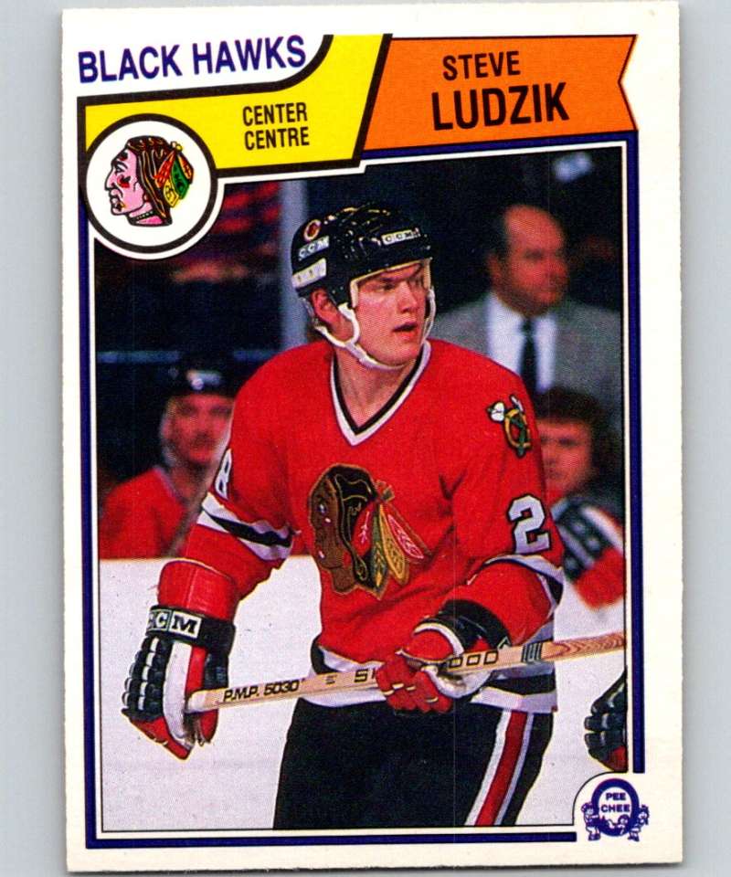1983-84 O-Pee-Chee #106 Steve Ludzik RC Rookie Blackhawks UER NHL Hockey
