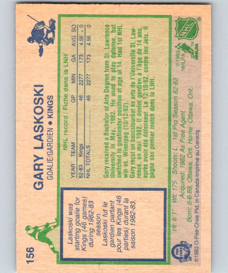 1983-84 O-Pee-Chee #156 Gary Laskoski RC Rookie Kings NHL Hockey