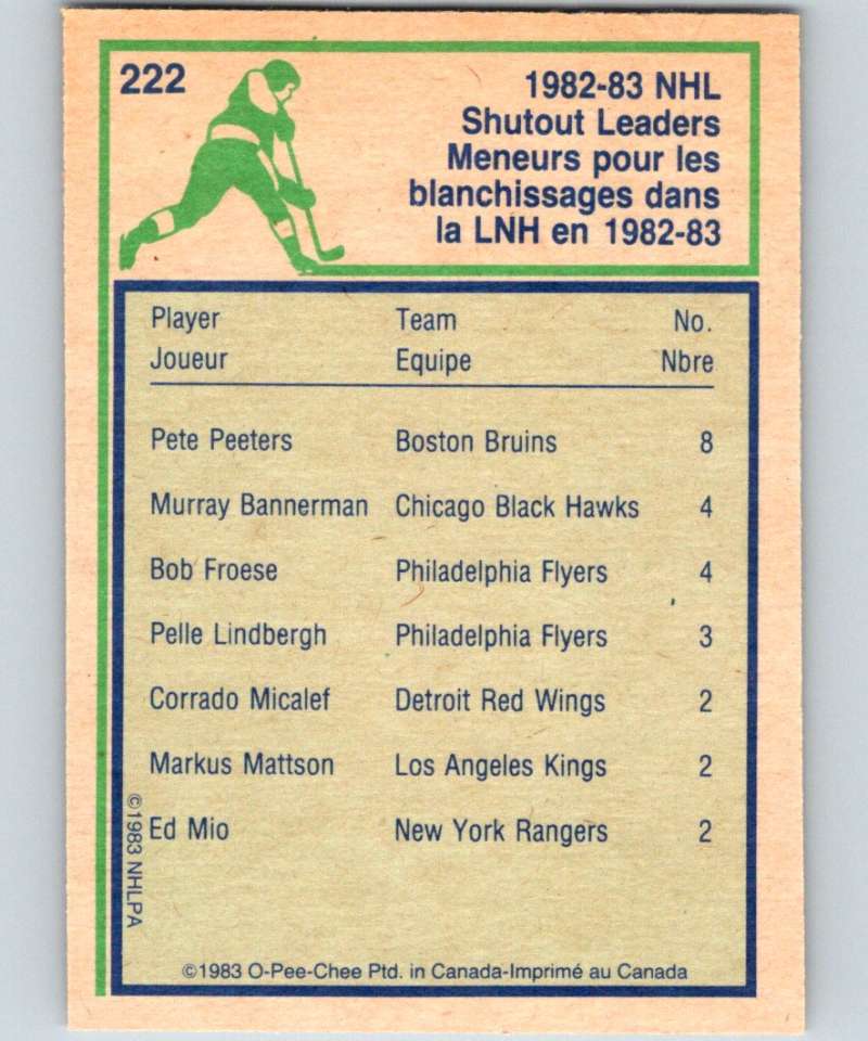 1983-84 O-Pee-Chee #222 Pete Peeters Bruins LL NHL Hockey