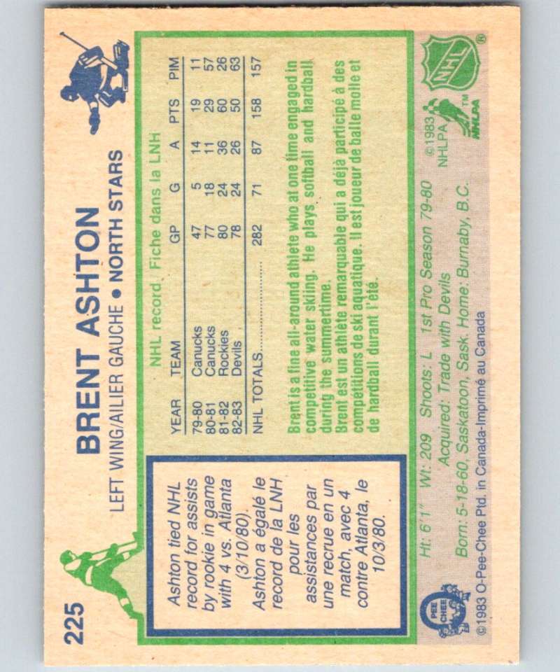 1983-84 O-Pee-Chee #225 Brent Ashton NJ Devils NHL Hockey