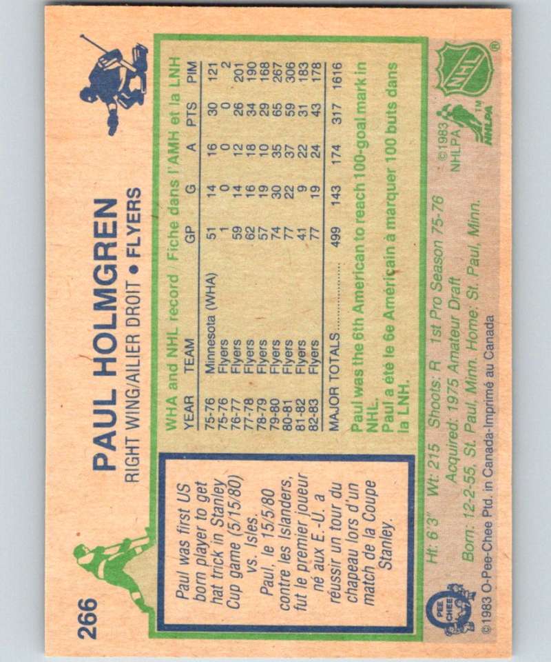 1983-84 O-Pee-Chee #266 Paul Holmgren Flyers NHL Hockey