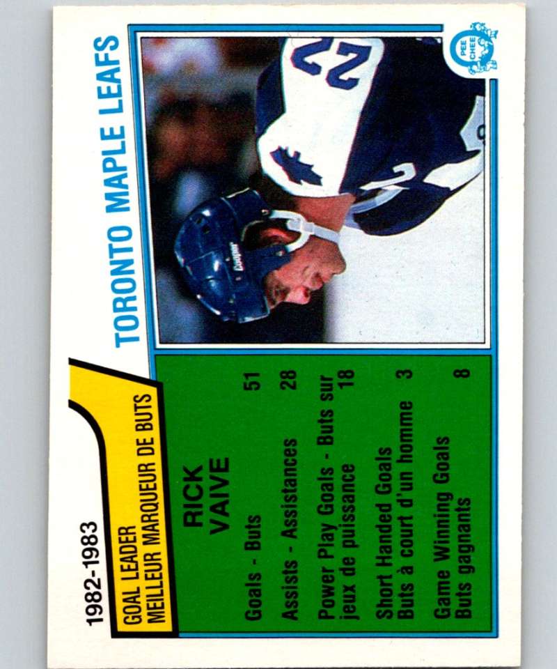 1983-84 O-Pee-Chee #323 Rick Vaive Maple Leafs TL NHL Hockey