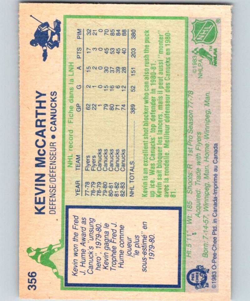 1983-84 O-Pee-Chee #357 Jim Nill RC Rookie Canucks NHL Hockey