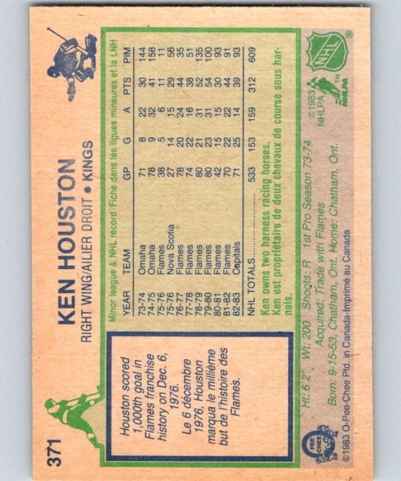 1983-84 O-Pee-Chee #371 Ken Houston Kings NHL Hockey