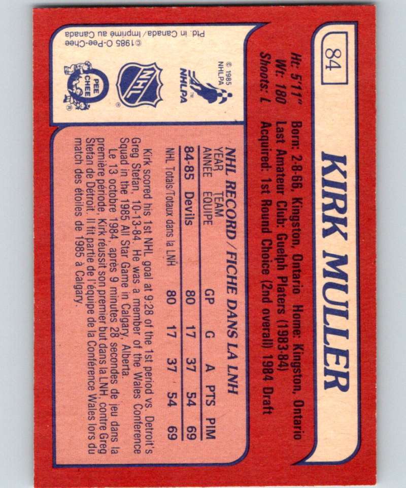 1985-86 O-Pee-Chee #84 Kirk Muller RC Rookie NJ Devils NHL Hockey