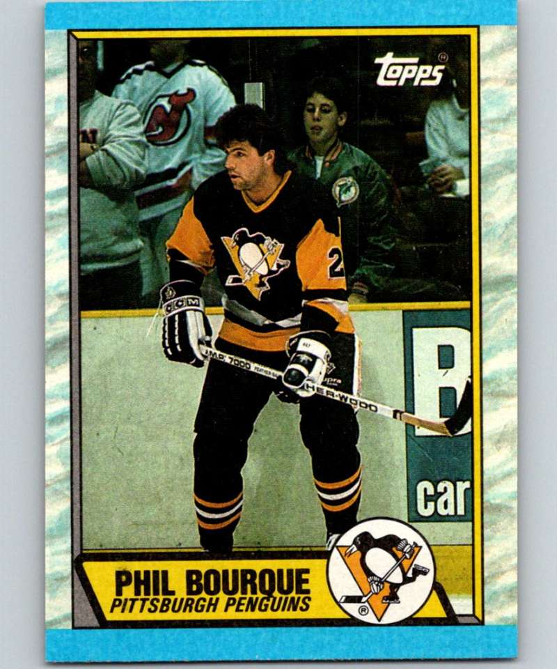 1989-90 Topps #19 Phil Bourque RC Rookie Penguins NHL Hockey Image 1