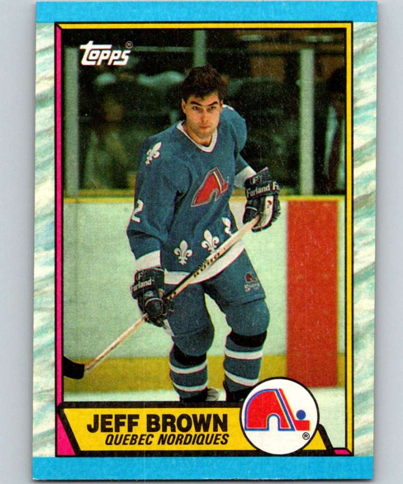 1989-90 Topps #28 Jeff Brown Nordiques NHL Hockey Image 1