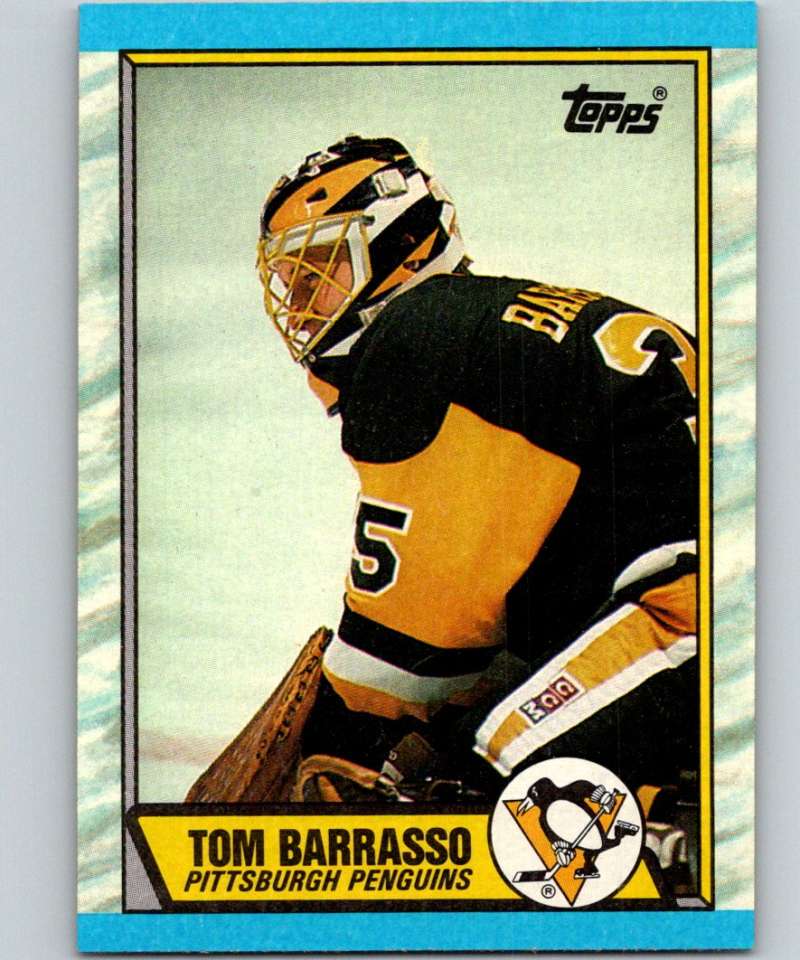 1989-90 Topps #36 Tom Barrasso Penguins NHL Hockey Image 1