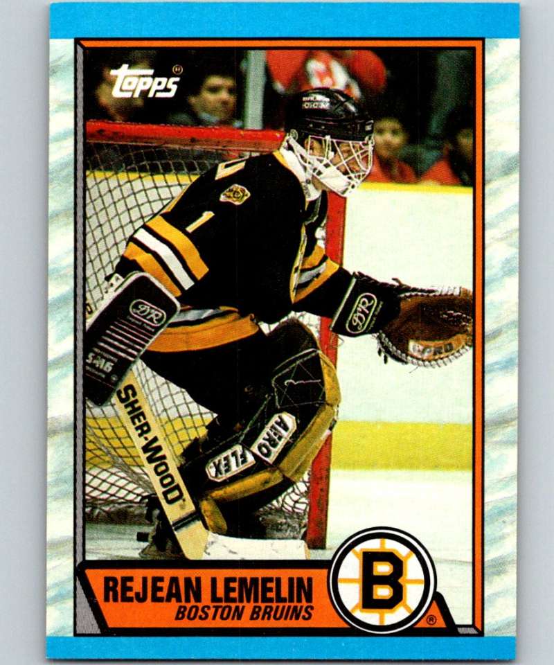 1989-90 Topps #40 Reggie Lemelin Bruins NHL Hockey Image 1