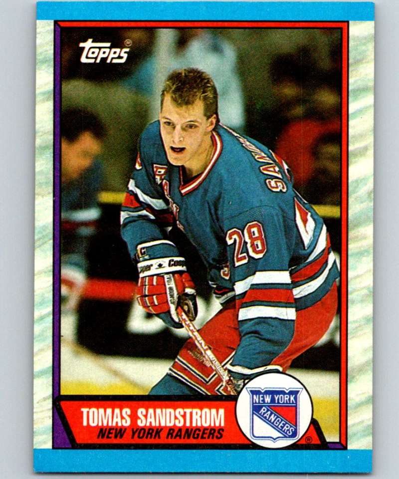 1989-90 Topps #54 Tomas Sandstrom NY Rangers NHL Hockey Image 1