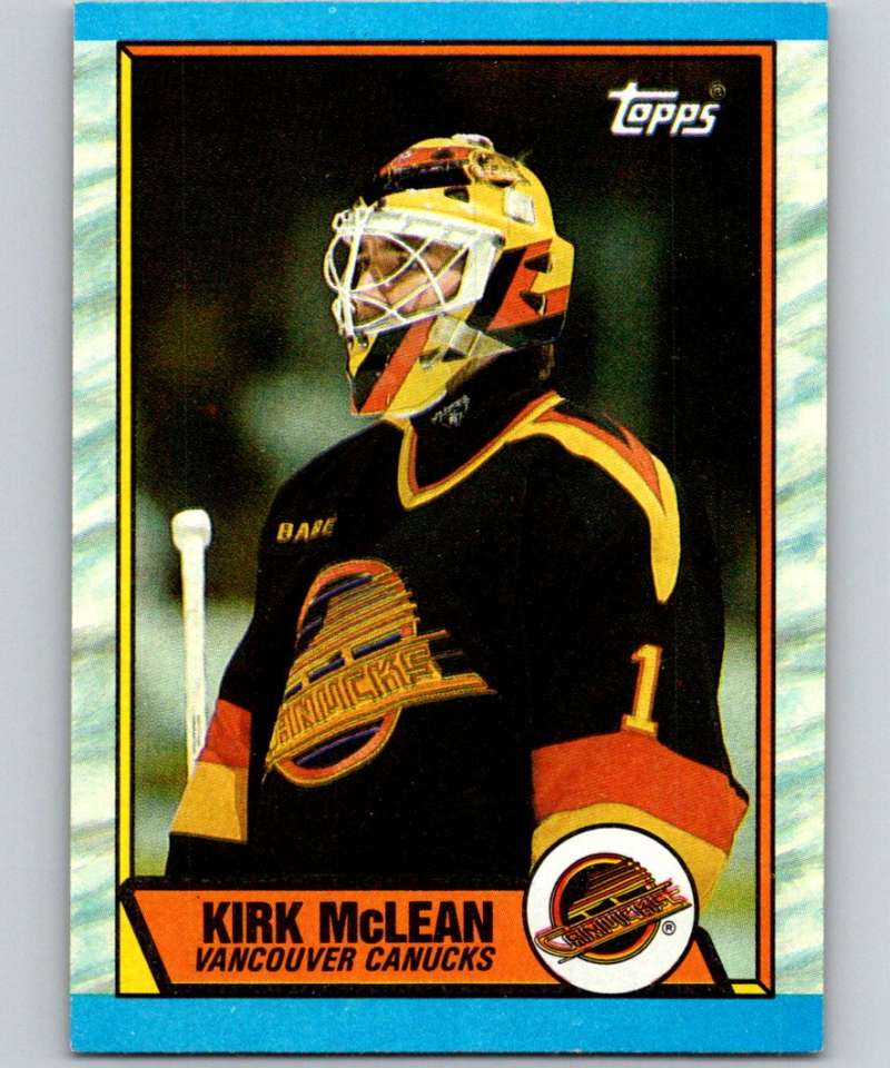 1989-90 Topps #61 Kirk McLean RC Rookie Canucks NHL Hockey Image 1