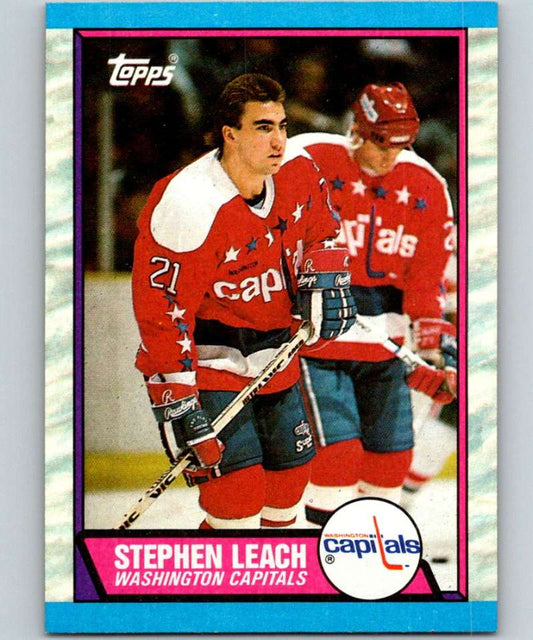 1989-90 Topps #67 Steve Leach RC Rookie Capitals NHL Hockey Image 1