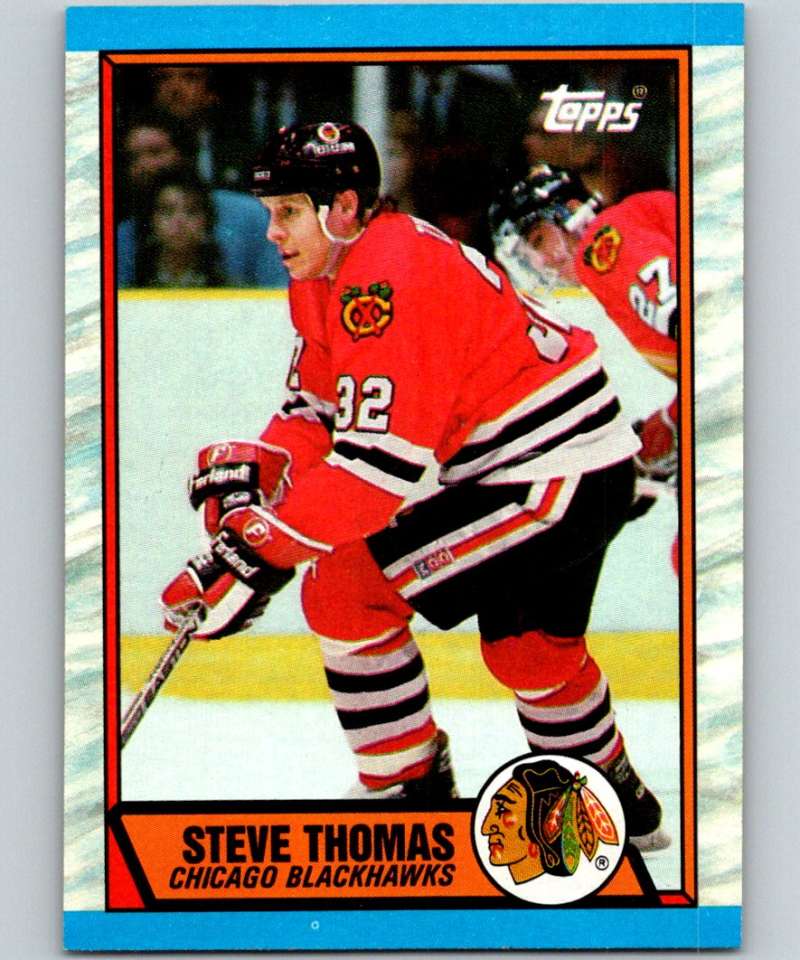 1989-90 Topps #82 Steve Thomas Blackhawks NHL Hockey Image 1