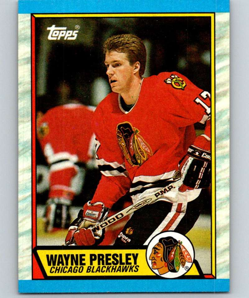 1989-90 Topps #98 Wayne Presley Blackhawks NHL Hockey Image 1