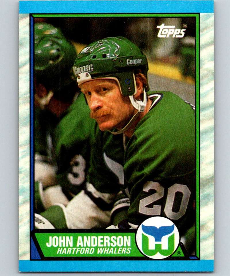 1989-90 Topps #124 John Anderson Whalers NHL Hockey Image 1