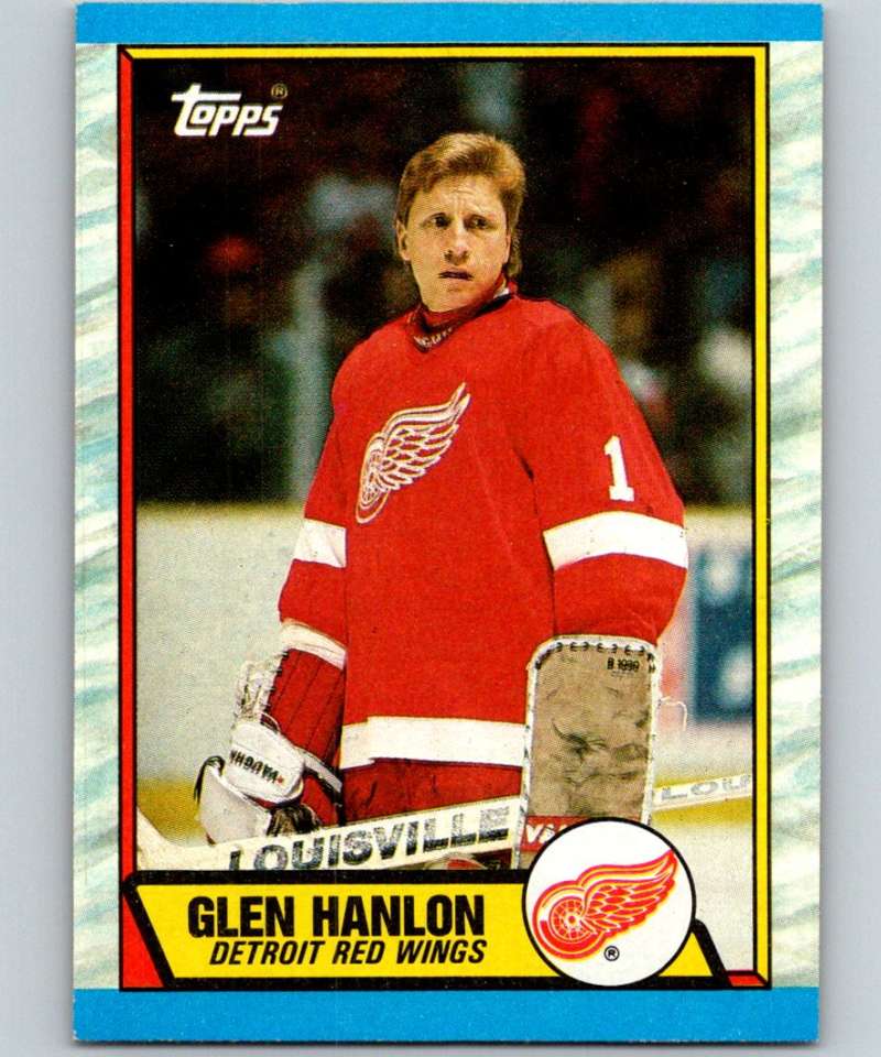 1989-90 Topps #144 Glen Hanlon Red Wings NHL Hockey Image 1