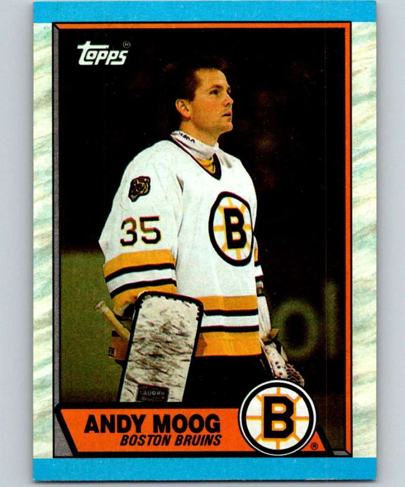 1989-90 Topps #160 Andy Moog Bruins NHL Hockey Image 1
