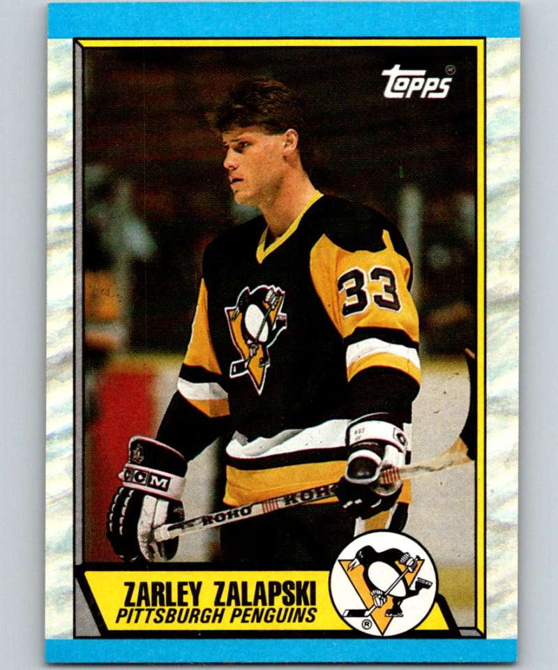 1989-90 Topps #168 Zarley Zalapski RC Rookie Penguins NHL Hockey Image 1