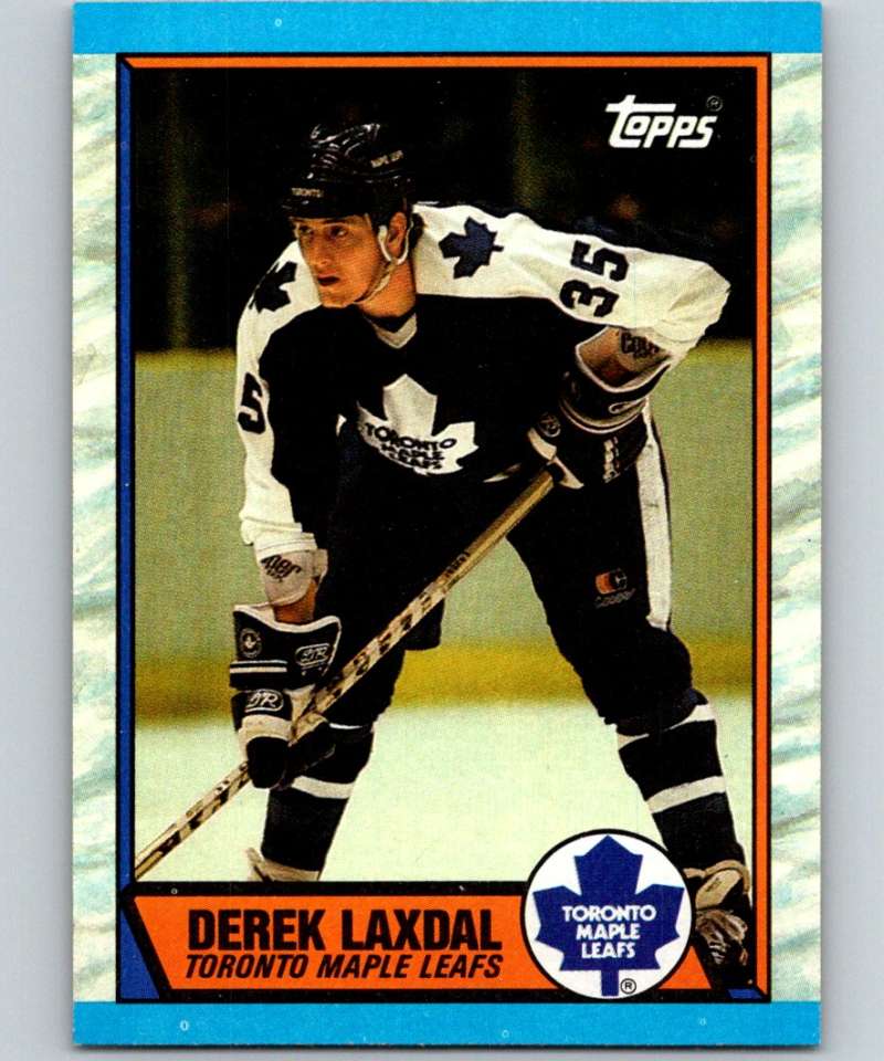 1989-90 Topps #169 Derek Laxdal RC Rookie Maple Leafs NHL Hockey Image 1