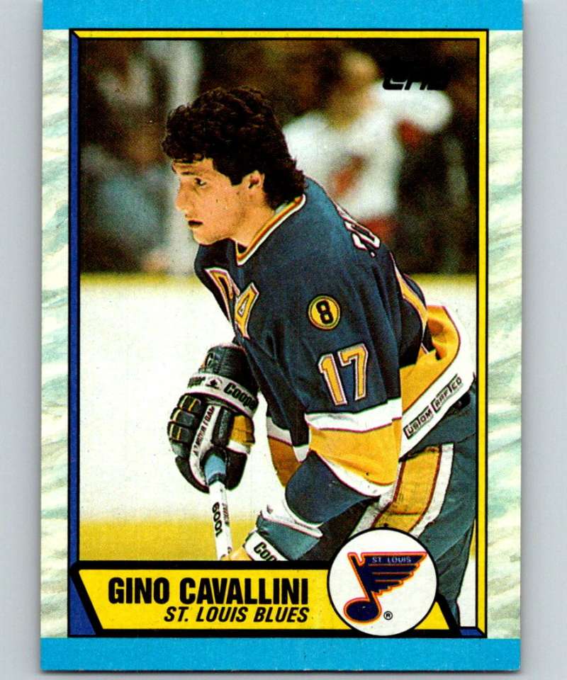 1989-90 Topps #176 Gino Cavallini Blues NHL Hockey Image 1