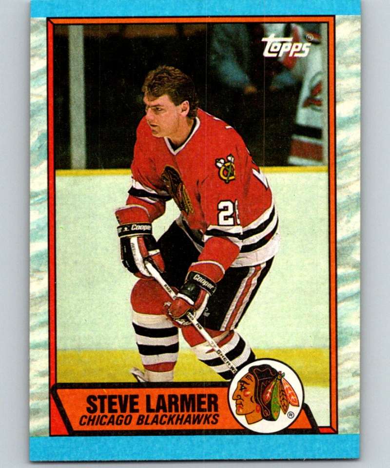 1989-90 Topps #179 Steve Larmer Blackhawks NHL Hockey Image 1