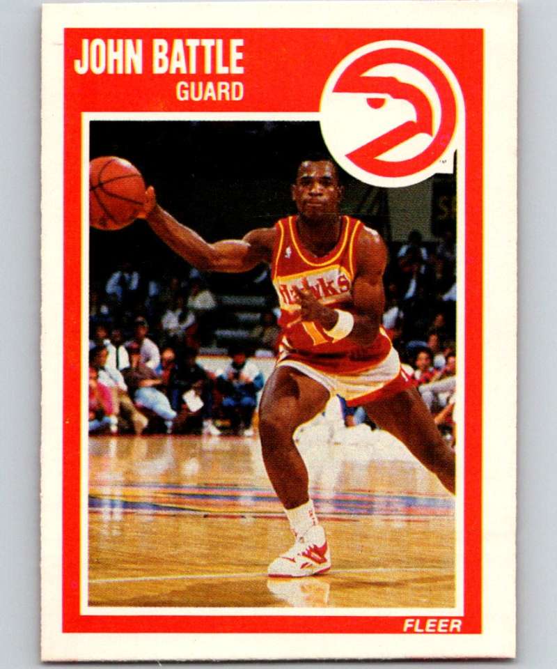 1989-90 Fleer #1 John Battle RC Rookie Hawks NBA Baseketball Image 1