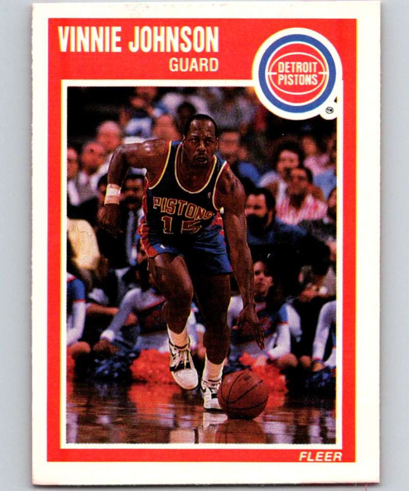 1989-90 Fleer #47 Vinnie Johnson Pistons NBA Baseketball Image 1