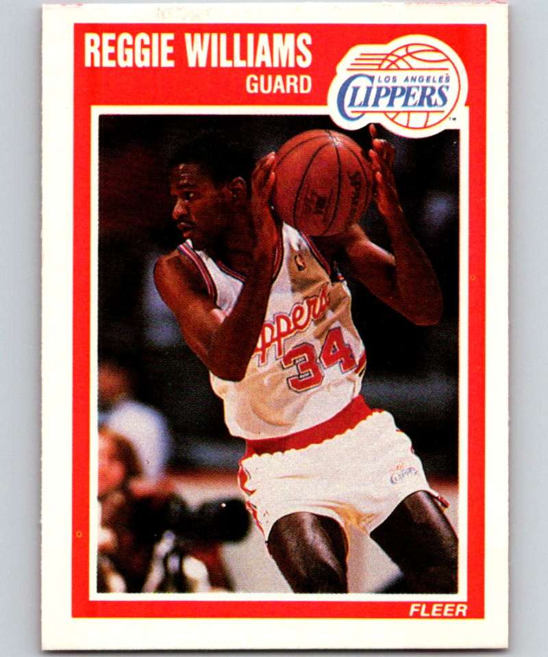 1989-90 Fleer #74 Reggie Williams RC Rookie Clippers NBA Baseketball Image 1