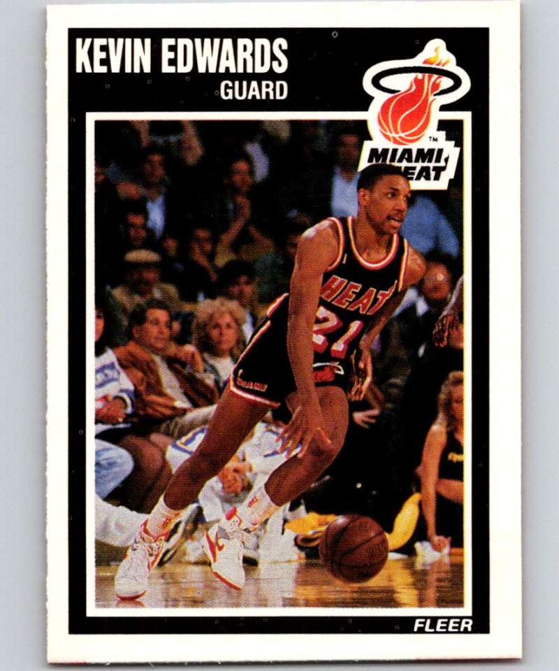 1989-90 Fleer #81 Kevin Edwards RC Rookie Heat NBA Baseketball Image 1