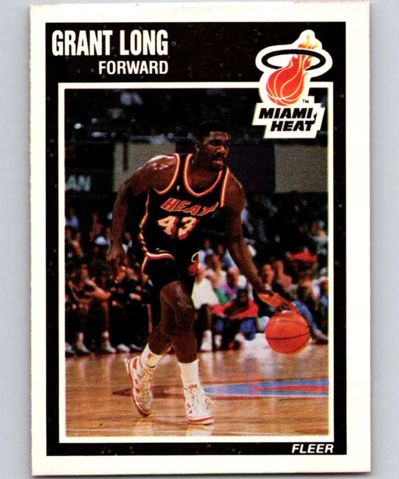1989-90 Fleer #82 Grant Long RC Rookie Heat NBA Baseketball Image 1