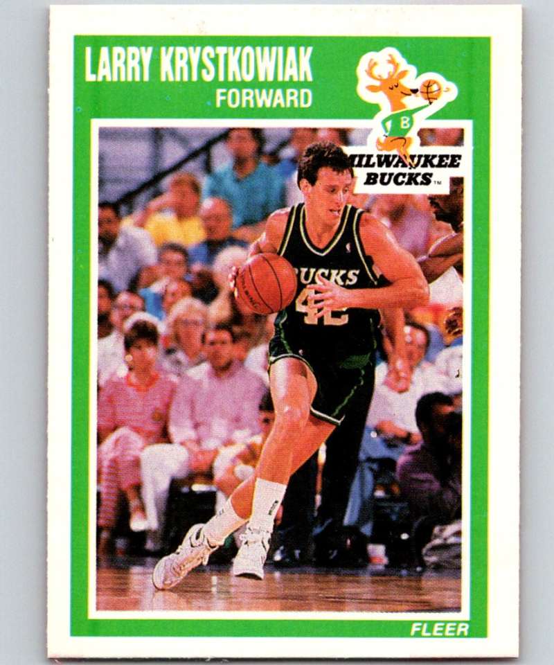 1989-90 Fleer #87 Larry Krystkowiak RC Rookie Bucks NBA Baseketball Image 1