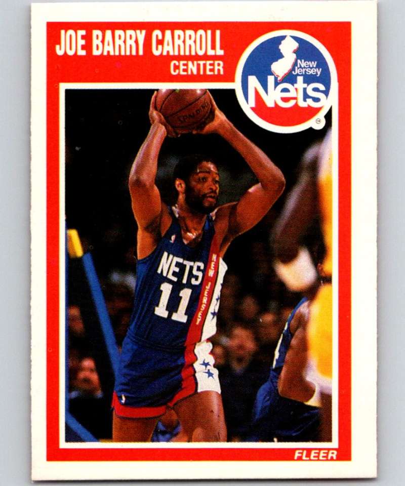 1989-90 Fleer #95 Joe Barry Carroll NJ Nets NBA Baseketball Image 1