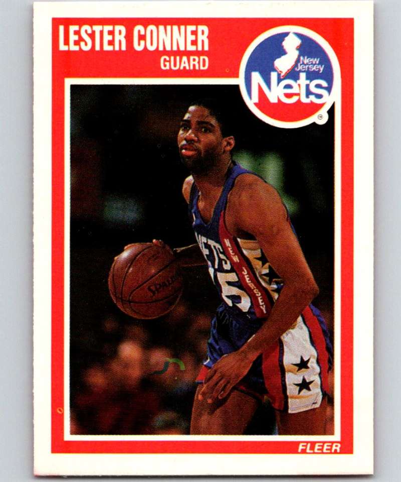 1989-90 Fleer #96 Lester Conner NJ Nets UER NBA Baseketball Image 1