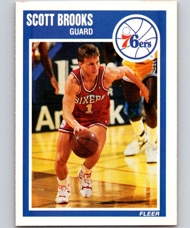 1989-90 Fleer #114 Scott Brooks RC Rookie 76ers NBA Baseketball Image 1