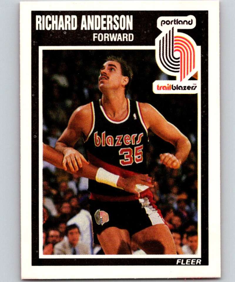 1989-90 Fleer #126 Richard Anderson Blazers NBA Baseketball Image 1