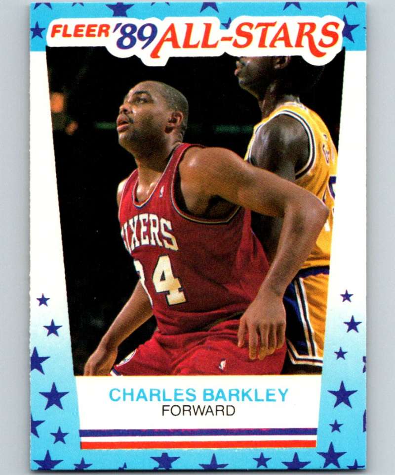 1989-90 Fleer Stickers #4 Charles Barkley 76ers NBA Basketball Image 1
