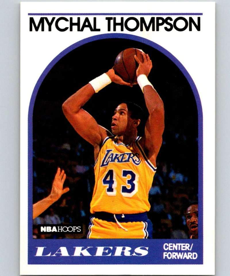 1989-90 Hoops #4 Mychal Thompson Lakers NBA Basketball Image 1