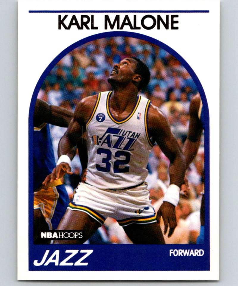 1989-90 Hoops #30 Karl Malone Jazz NBA Basketball Image 1