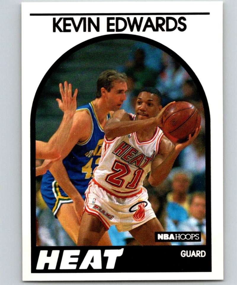 1989-90 Hoops #41 Kevin Edwards RC Rookie Heat NBA Basketball Image 1