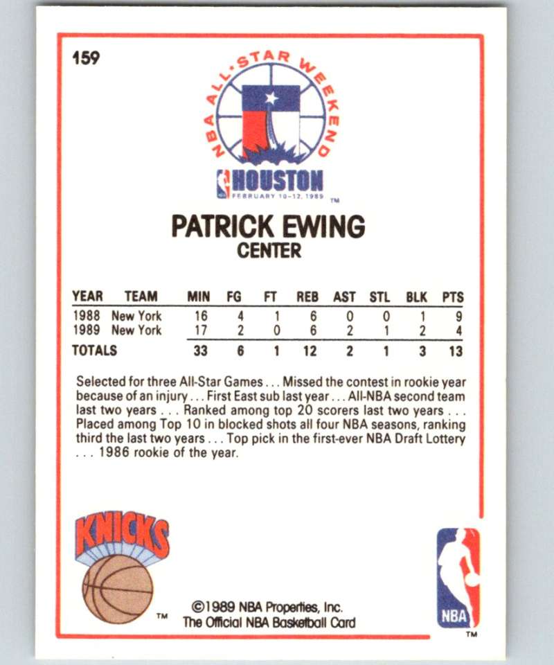 1989-90 Hoops #159 Patrick Ewing Knicks AS NBA Basketball Image 2