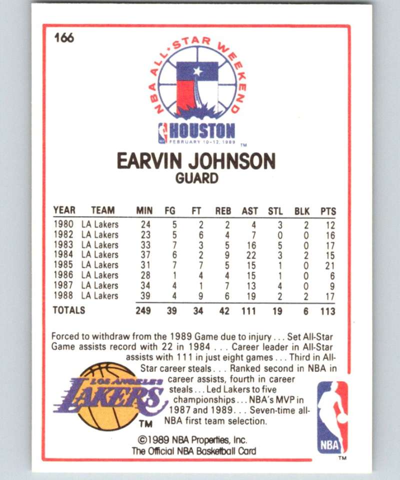 1989-90 Hoops #166 Magic Johnson Lakers AS NBA Basketball Image 2
