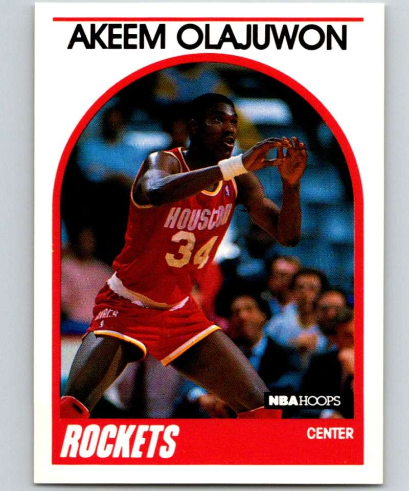 1989-90 Hoops #180 Hakeem Olajuwon Rockets NBA Basketball Image 1