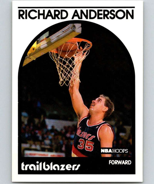 1989-90 Hoops #182 Richard Anderson Blazers UER NBA Basketball Image 1