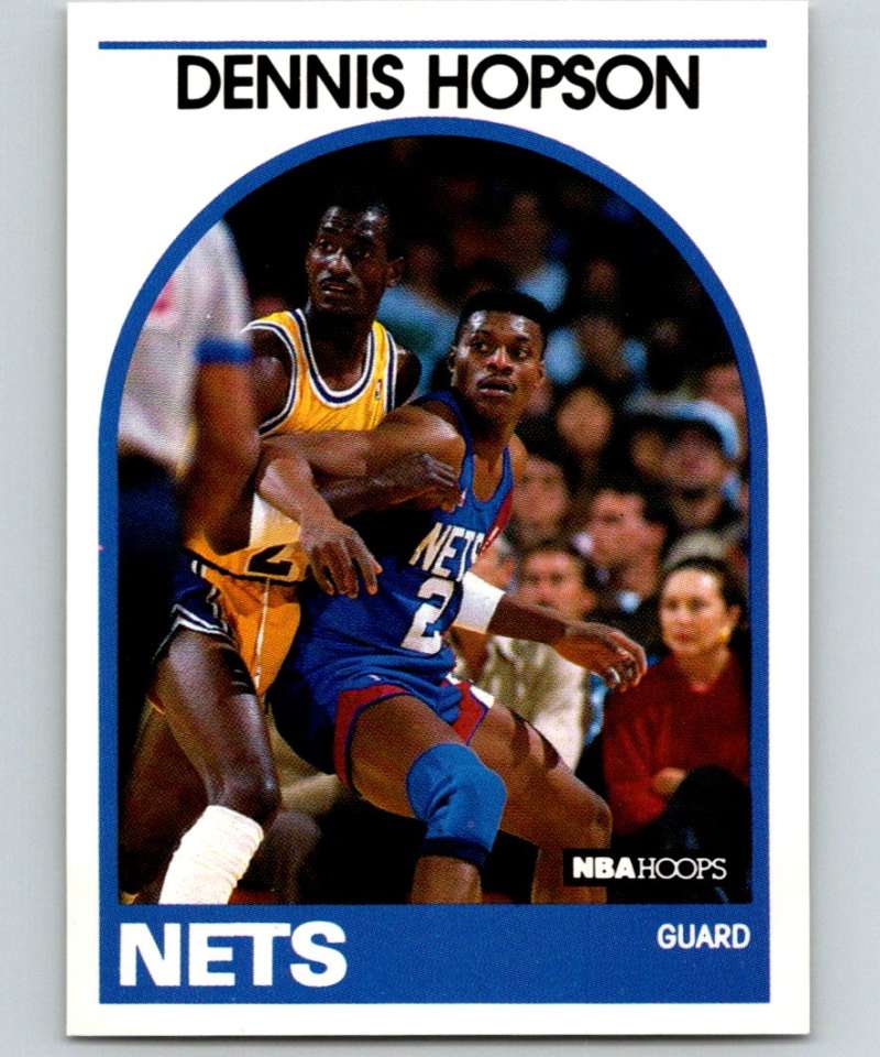 1989-90 Hoops #199 Dennis Hopson RC Rookie NJ Nets NBA Basketball Image 1