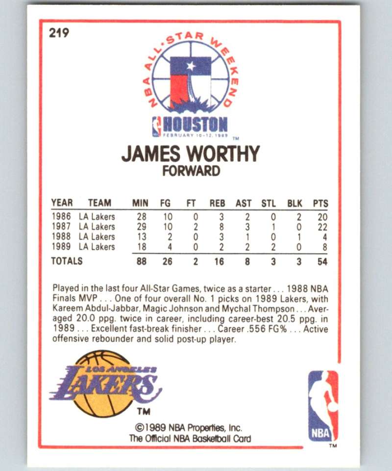 1989-90 Hoops #219 James Worthy Lakers AS NBA Basketball Image 2