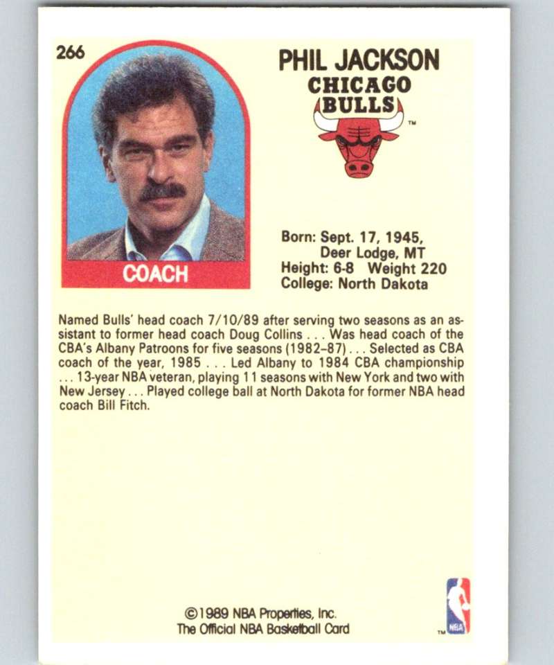 1989-90 Hoops #266 Phil Jackson Bulls CO NBA Basketball Image 2
