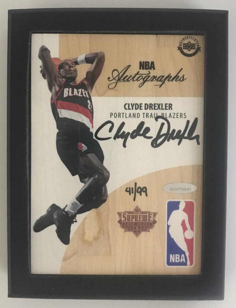 2016-17 Upper Deck Supreme Hard Court 5"x7" Clyde Drexler 41/99 Autograph